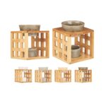 Αρωματιστής μπεζ, ξύλινος και κεραμικός ,τετράγωνος, μεγάλος