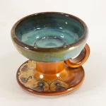 κεραμικο θυμιατο με χρυσοτυπια γαλαζιο:καφε