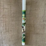 Λευκή οβάλ λαμπάδα με θέμα και παιχνίδι δεινοσαυράκι