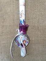 Λευκή στρογγυλή λαμπάδα με παιδικό άρωμα ''Frozen'' - Image 2