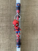 Λευκή στρογγυλή λαμπάδα με μπρελόκ Spiderman - Image 2