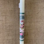 Λευκή στρογγυλή λαμπάδα με ντεκουπάζ Hello Kitty και κολιέ