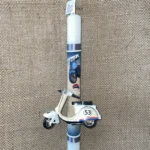 Λευκή στρογγυλή λαμπάδα με μπεζ βέσπα