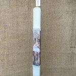 Λευκή πλακέ λαμπάδα με ντεκουπάζ μπαλαρίνα που χορεύει