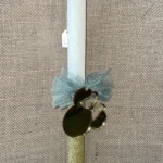 Μπεζ στρογγυλή αρωματική λαμπάδα, μισή ιριζέ, με plexiglass καθρέφτη Minnie