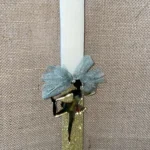 Μπεζ πλακέ αρωματική λαμπάδα, μισή ιριζέ, με plexiglass καθρέφτη μπαλαρίνα