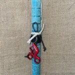 Γαλάζια στρογγυλή αρωματική λαμπάδα με μπρελόκ ποδηλάτης (Munkees)