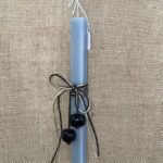 Γκρι τετράγωνη λαμπάδα με μπεγλέρι μαύρο