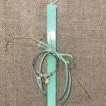 Μέντα τετράγωνη λαμπάδα με βραχιόλι τύπου Pandora