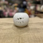 Αρωματιστής λευκός στρογγυλός ''Love'' με κεραμική βάση σαν ξύλο