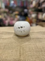 Αρωματιστής λευκός στρογγυλός ''Love'' με κεραμική βάση σαν ξύλο