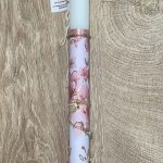 Λευκή στρογγυλή λαμπάδα με χρυσό κολιέ δάκρυ