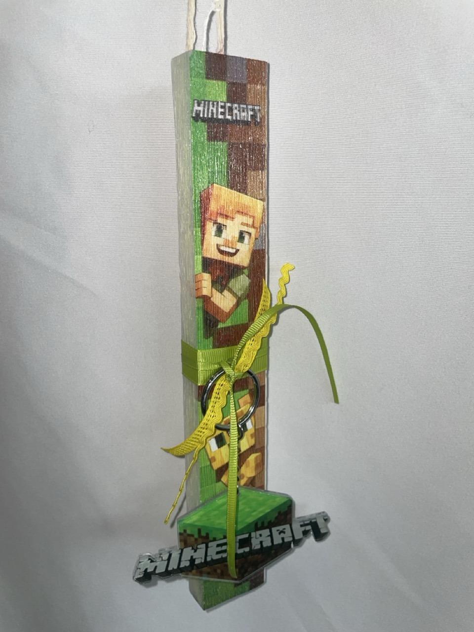 IMG_1208 – μεγάλη Πλακέ λευκή λαμπάδα Minecraft + μπρελόκ - Image 1