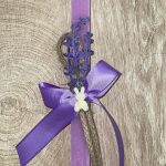 Φούξια τετράγωνη λαμπάδα με λεβάντα και μικρό κουνελάκι