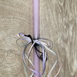 Ροζ στρογγυλή λαμπάδα με κρεμαστό αυγουλάκι για τον λαιμό